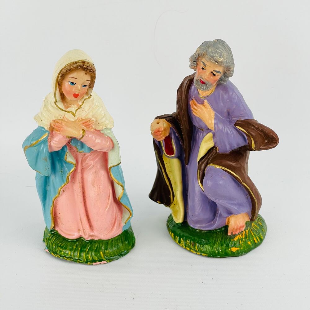 Vtg Paper Mache Joseph & Mary Italy Figure Nativity Christmas Replacements
